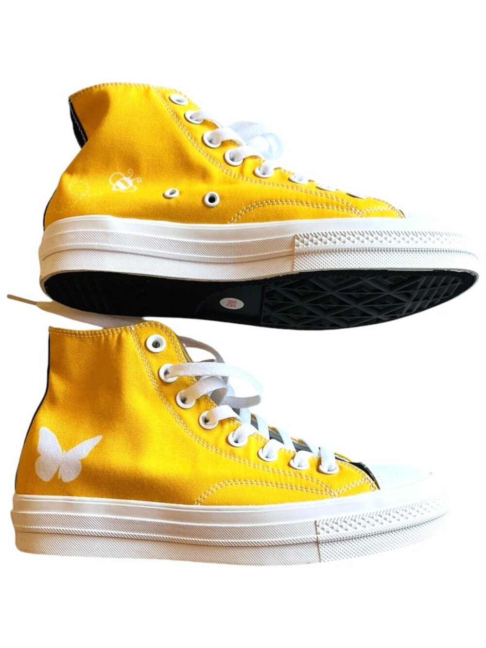 Mohamed Ali Yellow Canvas High Top Shoes - Women's Size 8 - Bee / Butterfly  NEW